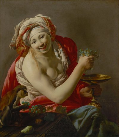 Bacante com um macaco de Hendrick ter Brugghen
