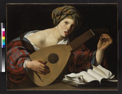 Mulher jovem, afinando, um, alaúde, c.1626-27 de Hendrick ter Brugghen