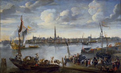 Vista das estradas de Antuérpia da Cisjordânia, pós 1672 de Hendrick van Minderhout