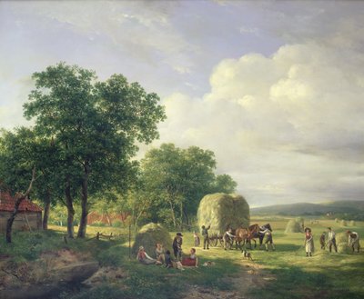 Paisagem arborizada com ceifeiros, 1822 de Hendrick van de Sande Bakhuyzen