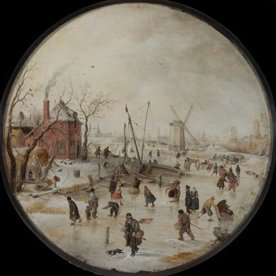 Rio Congelado com Patinadores - Peinture de Hendrick Avercamp de Hendrik Avercamp