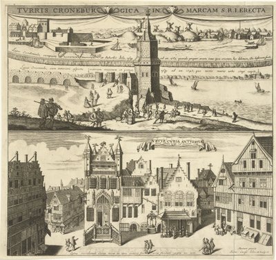 Vista da Kroonenburg e da Câmara Municipal Antiga de Antuérpia de Hendrik Causé