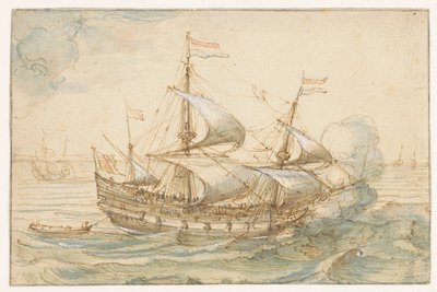 Navio de guerra no mar de Hendrick Cornelisz. Vroom