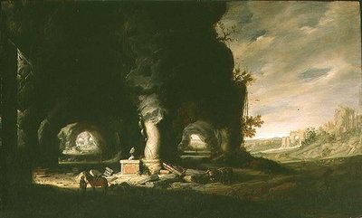 A Grotto in an Imaginary Landscape, c.1643 (óleo sobre painel) de Hendrik Cornelisz. van Vliet