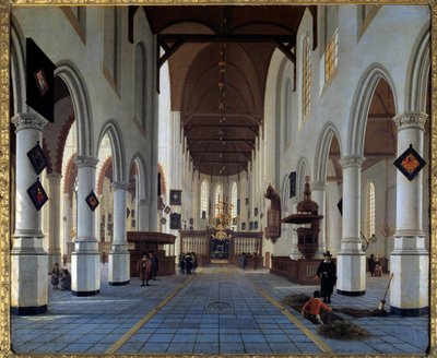 Vista interior da igreja (Oudekerk em Delft?) Pintura de Hendrick Cornelisz Van Vliet (1611/1612-1675) Sol do século XVII. 0,92x1,12 m de Hendrik Cornelisz. van Vliet