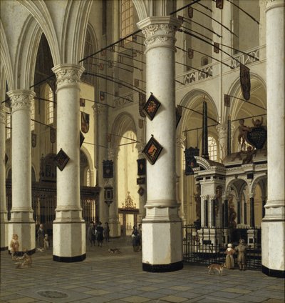 Interior da Igreja Nova em Delft por Vliet, Hendrick Cornelisz. van (1611-1675). Óleo sobre madeira. Dimensão: 41x39 cm. Nationalmuseum Estocolmo de Hendrik Cornelisz. van Vliet