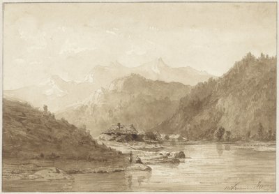 Paisagem montanhosa com lago de Hendrik Dirk Kruseman van Elten