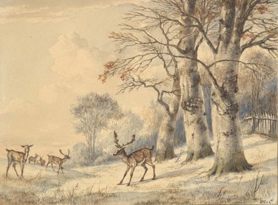 Veado sob faias no verão de 1853. de Hendrik Gerrit ten Cate