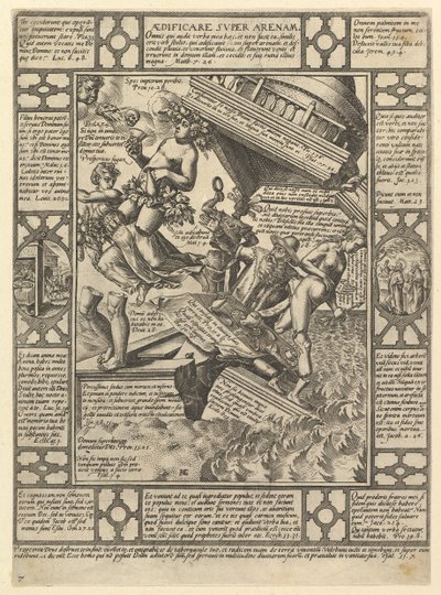 Aedificare Super Arenam, de Alegorias da Fé Cristã, de Christian e P ..., 1575-1617. de Hendrik Goltzius