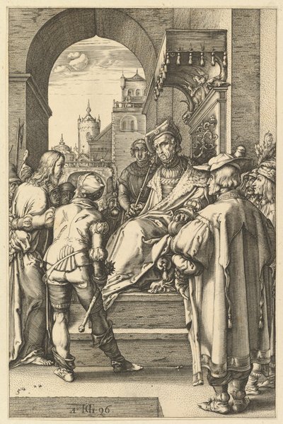 Cristo diante de Pilatos, de A Paixão de Cristo, 1596. de Hendrik Goltzius
