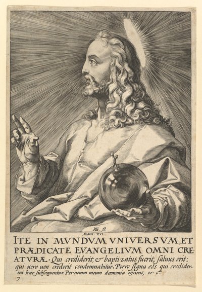 Cristo, de Cristo, os Apóstolos e São Paulo com o Credo, ca. 1589 de Hendrik Goltzius