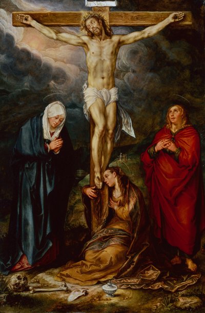 Cristo na Cruz, com Maria, São João e a Madalena (óleo sobre cobre) de Hendrik Goltzius