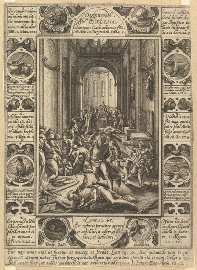 A dissensão na Igreja surge na igreja, ca. 1578 de Hendrik Goltzius