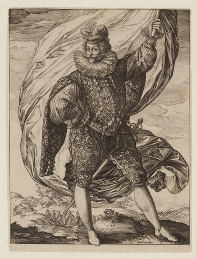 Portador da bandeira Gerrit Pieters Ruicharer de Hendrik Goltzius