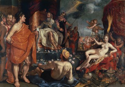 Hermes apresenta Pandora ao rei Epimeteu, 1611 de Hendrik Goltzius