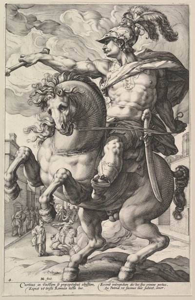 Marcus Curtius, da série Os Heróis Romanos, 1586. de Hendrik Goltzius