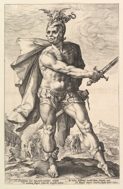 Scaevola, da série Os heróis romanos, 1586. de Hendrik Goltzius