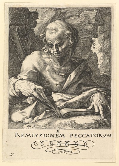 São Simão, de Cristo, os Apóstolos e São Paulo com o Credo, ca. 1589 de Hendrik Goltzius