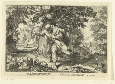 Teiresias bate duas cobras acasaladoras, das Metamorfoses de Ovídio de Hendrik Goltzius