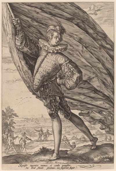 O porta-estandarte, virado para a esquerda de Hendrik Goltzius