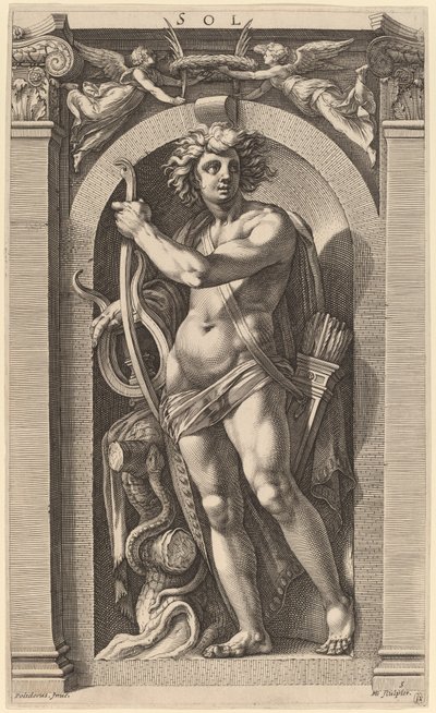 Sol ou Apolo de Hendrik Goltzius after Polidoro da Caravaggio
