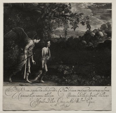 Tobias e o Anjo (prato grande) de Hendrik Goudt