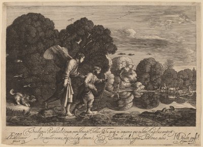 Tobias e o Anjo (O Pequeno Tobias) de Hendrik Goudt after Adam Elsheimer
