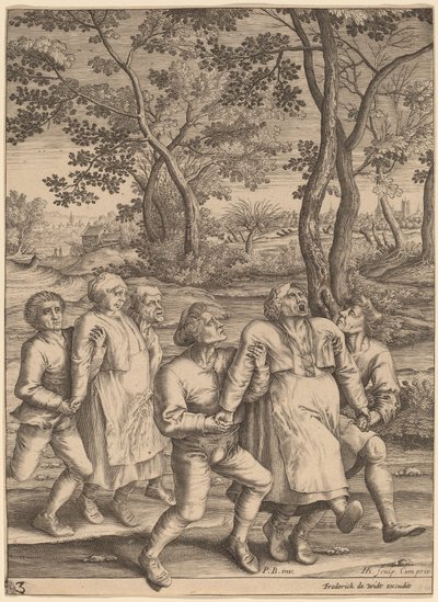 Epilépticos caminhando para a direita de Hendrik Hondius I after Pieter Bruegel the Elder