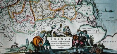 Cartouche de um mapa do curso do Reno, de 