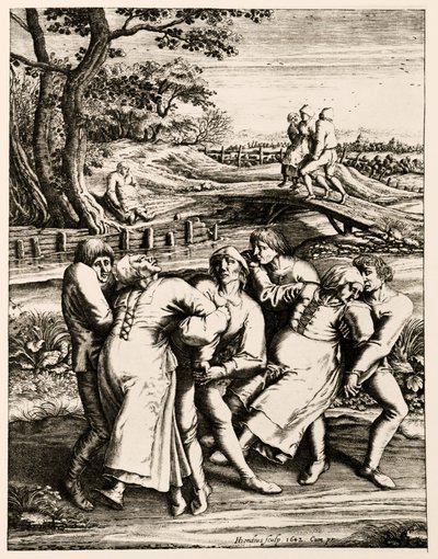 Peste da dança, Strasbourg, Alsácia. 1518 de Hendrik I Hondius
