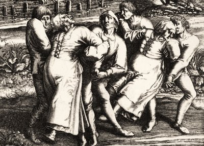 Peste da dança, Strasbourg, Alsácia. 1518 de Hendrik I Hondius