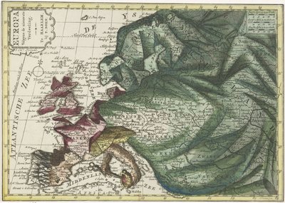 Mapa da Europa, colorido como Rainha
Europa de acordo com a última divisão (título sobre o objecto) de Hendrik Kloekhoff