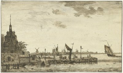 Vista do porto no Oude Hooft em Rotterdam de Hendrik Kobell