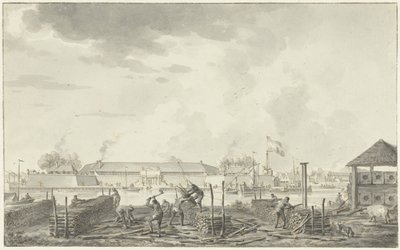 O castelo de Batavia, visto do Houtkrap de Hendrik Kobell