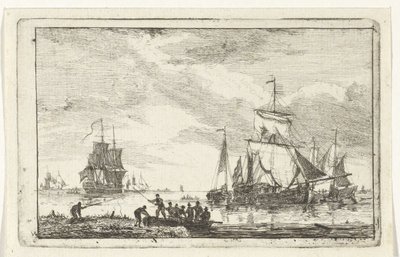 Vista do rio com pescadores de Hendrik Kobell