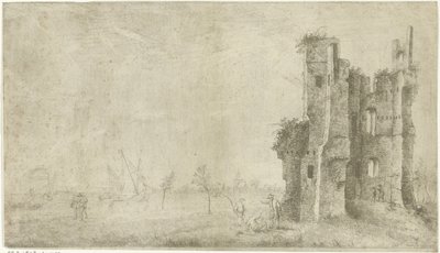 Ruínas de Huis te Merwede perto de Dordrecht de Hendrik Kobell