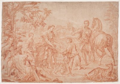 Rômulo e Remo (Lívio 1, 4). Studie depois de Carlo Marattis maleri i Sanssouci, Potsdam (udf. 1692 para Niccolo Maria Pallavicini) de Hendrik Krock