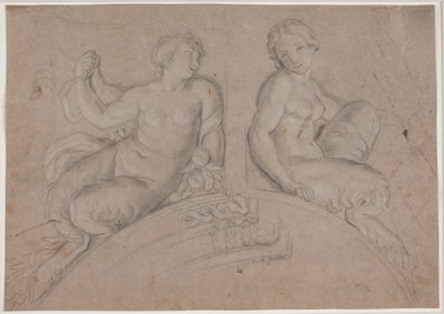 Duas figuras femininas de sátiros (faunos) em um arco segmentar de Hendrik Krock