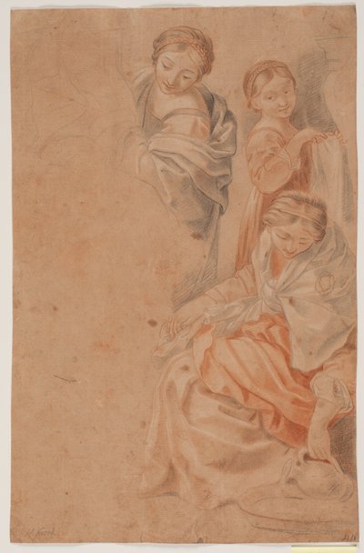 Três figuras femininas. Estudo após o afresco de Guido Reni na Cappella dell