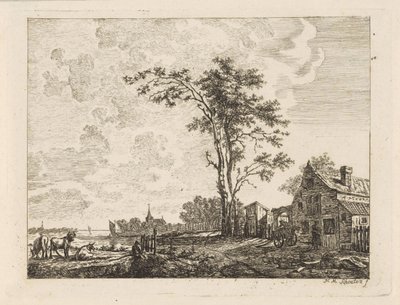 Paisagem com casa sobre um rio de Hendrik Marcus Schouten