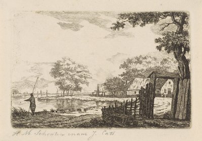 Paisagem com pescador de Hendrik Marcus Schouten