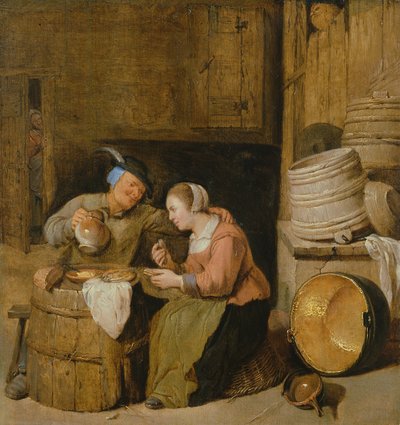 Uma cena interior com dois camponeses de Hendrik Martensz Sorgh