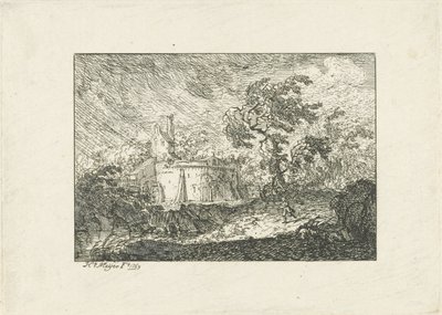 Paisagem à chuva e tempestade de Hendrik Meijer