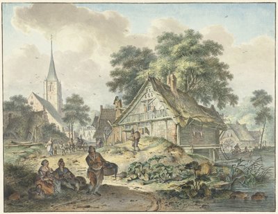 Casa em ruínas e igreja da vila de Hendrik Meijer