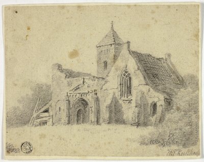 Igreja do país em ruínas de Hendrik Pieter Koekkoek