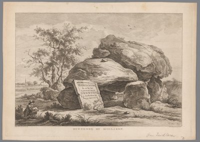 Dolmen perto da aldeia de Midlaren Hunnebed por Midlaren (título no objeto) Nove rostos em Drenthe (título da série) IX Faces dentro e perto da paisagem de Drenthe (título da série no objeto) de Hendrik Schwegman