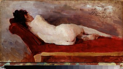 Um modelo em repouso. Pintura por Henryk Siemiradzki (1843-1902), óleo sobre tela de Henryk Siemiradzki