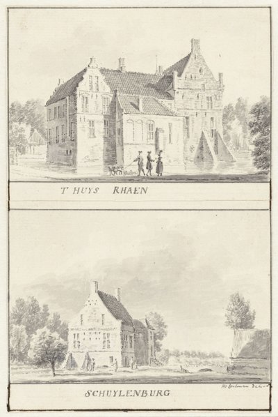 As casas senhoriais Rhaan e Schuylenburg em Salland, Overijssel de Hendrik Spilman