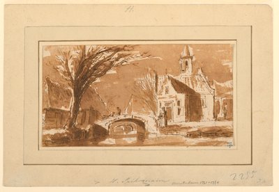 Desenho, Cidade num canal, 1750-70 de Hendrik Spilman