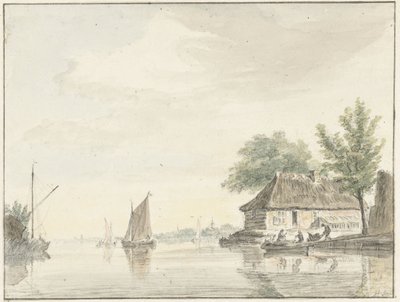 Paisagem do rio com barcos à vela de Hendrik Spilman